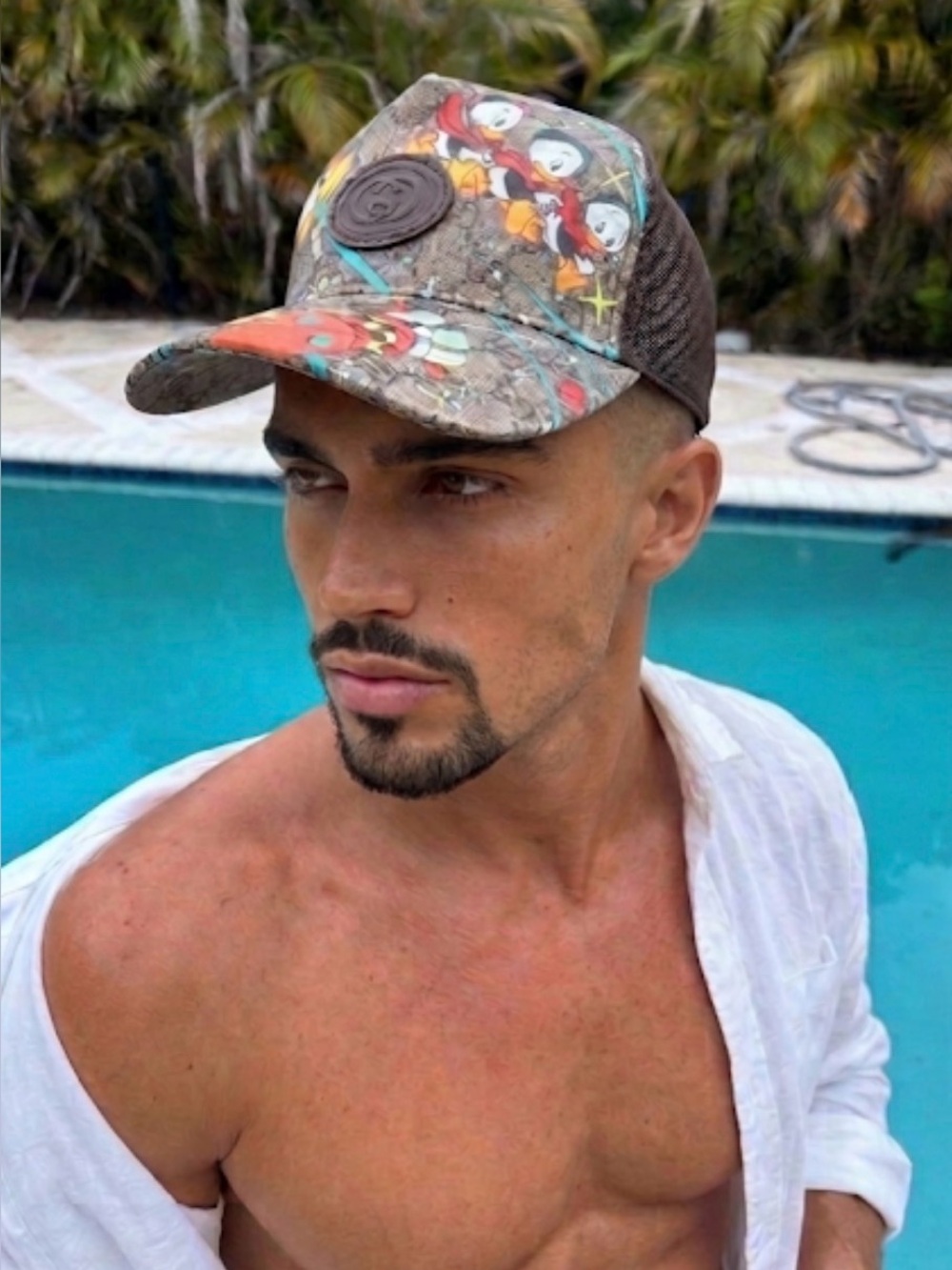 Unisex Gucci X Disney Donald Duck Print Trucker Hat In Multicolors